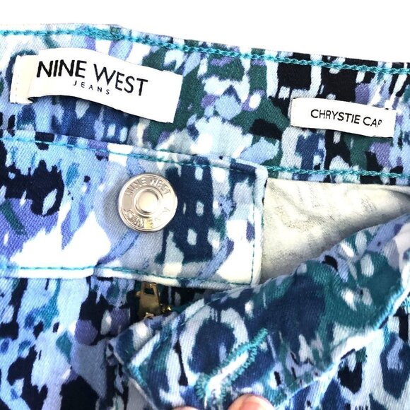 NWT Nine West Chrystie Capri Womens Size 8 Blue White Black Camo Pattern NEW - Picture 4 of 8